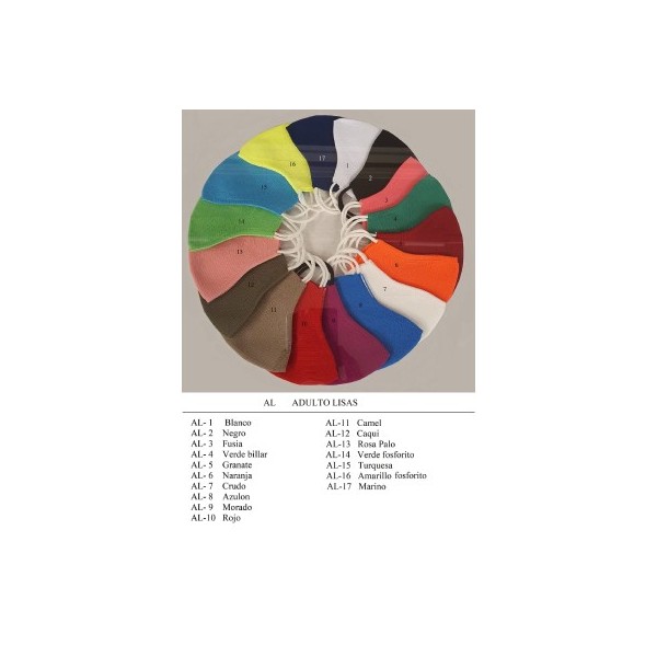 MASCARILLA HIGIENICA TELA LAVABLE FINATEX ADULTO VARIOS COLORES